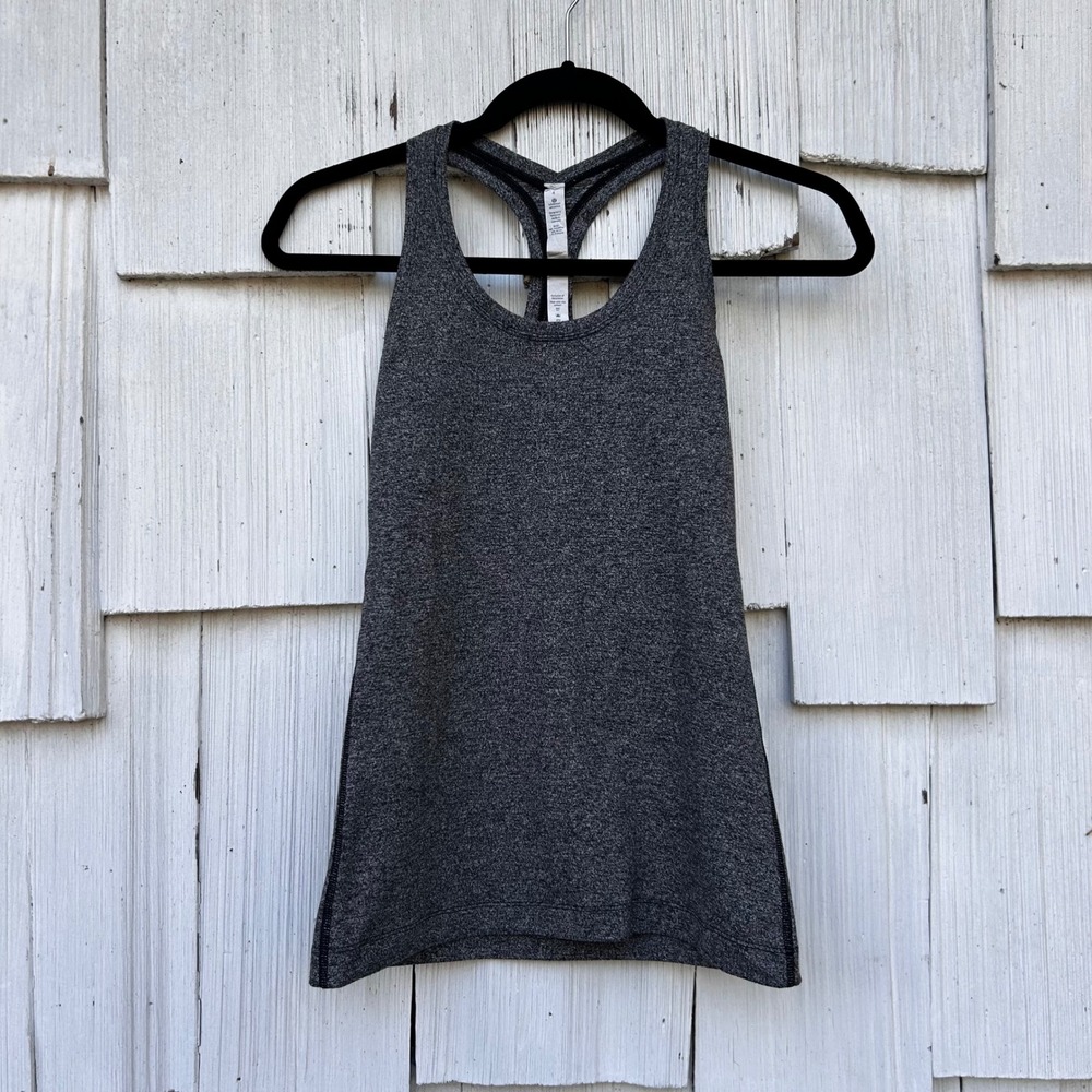 Lululemon Athletica Grey Speckled Racerback Tank Top Women's Size 4 - Picture 3 of 8